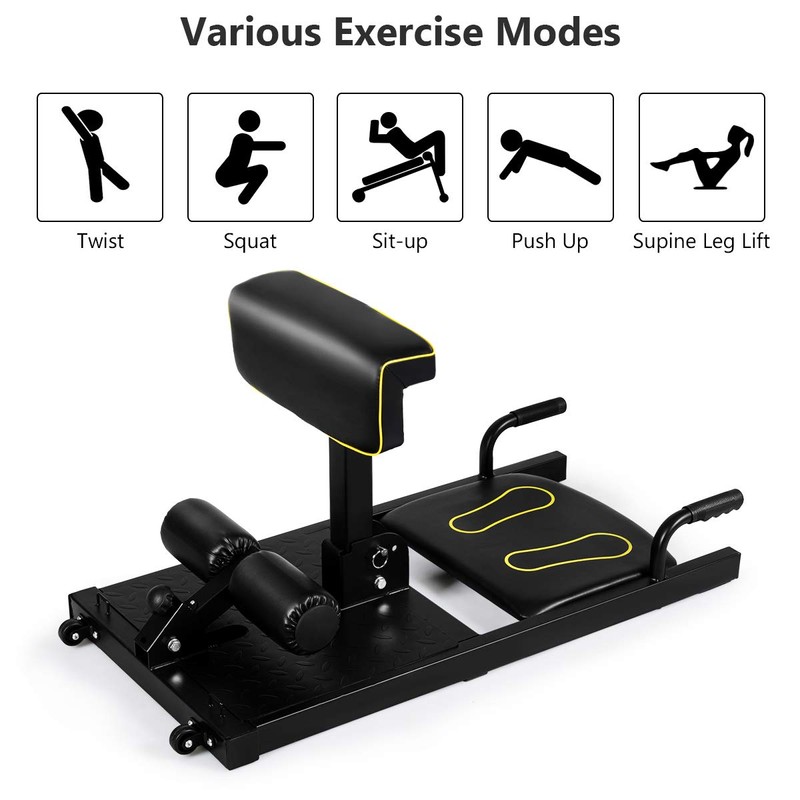 GYMAX Deep Sissy Squat Machine, 8 in 1 Multifunction Sissy