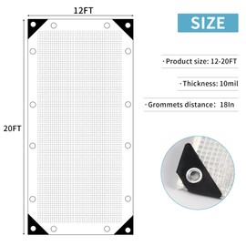 Fuiaktoo1 Heavy Duty Clear Tarp 12x20FT, UV Resistant, Waterproof Greenhouse Tarps with Grommets for Garden,Outdoor,Yard (10 mil)