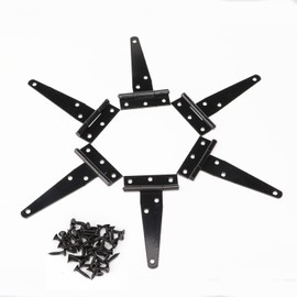 LGEGE T Strap Hinges 6 Pcs Set,Gate Hinges for Wooden Fences Heavy Duty,Black T-Strap Door Hinge 4 inch with Screws Kit Shed Barn Outdoor Gate