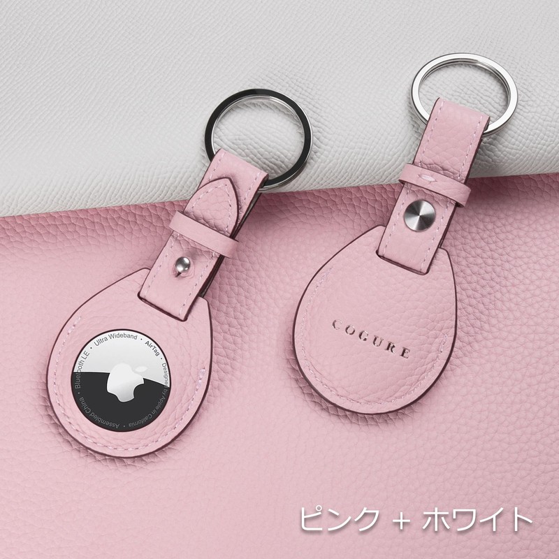 COGURE COPAT-K Charm Keychain, AirTag Case, Genuine Leather, Air Tag
