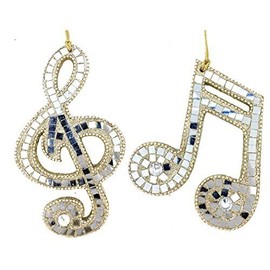 THE JOY TREE Music Note Treble Clef Ornaments - Set of 2 Christmas Tree Holiday