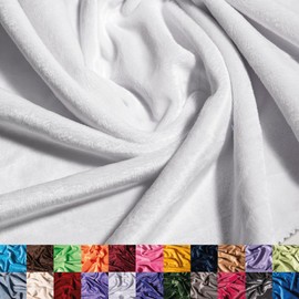 Ice Fabrics Solid Minky Fabric by The Yard - Soft, Smooth and Luxury 58/60" Extra Wide White Minky Fabric for Blankets, Apparel, Baby Accessories, Throws, Pillows & More - White - 1 Yard