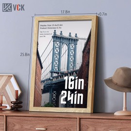 VCK 16x24 Natural Wood Frame for Poster & Picture, Solid Wood Photo Frames 3 Pack, Wall Gallery Frame