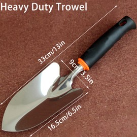 Garden Trowel Hand Shovel, Heavy Duty Stainless Steel Garden Spade with Ergonomic Handle, Soft Rubberized Non-Slip Handle Gardening Tool for Planting, Transplanting, Weeding, Digging Soil
