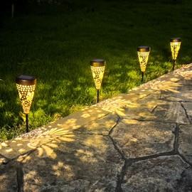 Profinella 4-Pack Hummingbird Outdoor Decor Solar Pathway Lights, Metal Landscape Lighting for Outside Use: Patio, Yard, Lawn, Backyard, Walkway, Driveway – Gifts for Women, Mother, Grandmother