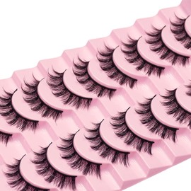 12mm Manga Natural Look False Eyelashes 10 Pairs Of Eye Lashes, Easy to Apply Doll Makeup (01)