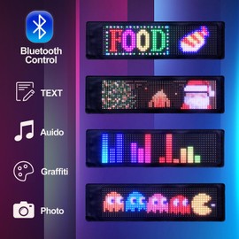 Scrolling Bright LED Advertising Signs, 15”X4” Flexible USB 5V LED Car Sign Bluetooth App Control DIY Programmable LED Sign for Car Wedding Party Festival