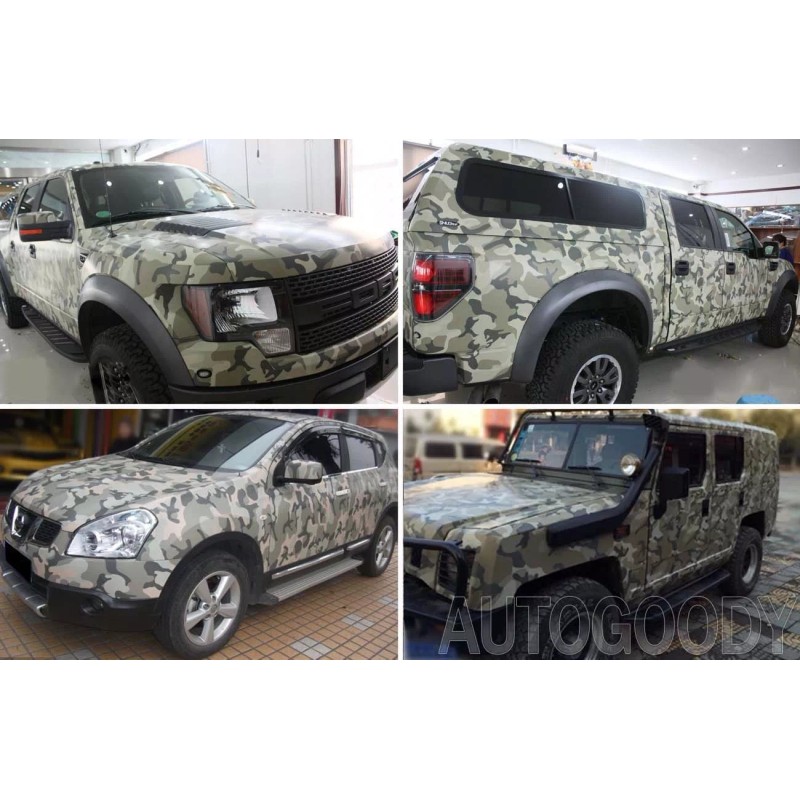AUTOGOODY 96" x 60" Army Camo Camouflage Desert Vinyl Film