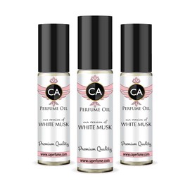 CA Perfume Impression of Emra White Musk For Women Replica Fragrance Body Oil Dupes Alcohol-Free Essential Aromatherapy Sample Travel Size Concentrated Long Lasting Attar Roll-On 0.3 Fl Oz-X3