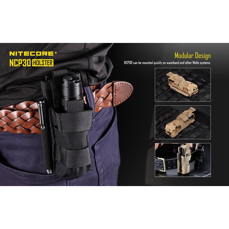 EdisonBright Nitecore NCP30 Molle compatible flashlight/magazine cordura holster (Black) with