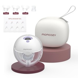 Momcozy Breast Pump Hands Free M5, Wearable Breast Pump of Baby Mouth Double-Sealed Flange with 3 Modes & 9 Levels, Electric Breast Pump Portable - 24mm, 1 Pack Lilac