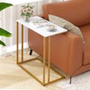 CAMOAT C-Shaped Side Table, Modern End Table with Metal Frame,