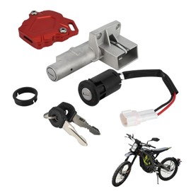 Motorcycle Ignition Key Switch + Key Cover Set, Key Starter Switch with Key Protection Made of CNC Aluminium for Sur Ron Light Bee Sur Ron S/X Red