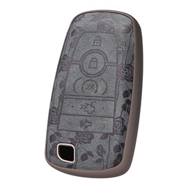 For Ford Key Fob Cover with Keychain, Soft TPU and Leather Key Case Shell Full Protection for Ford Explorer Fusion Escape Edge Expedition F150 F250 F350 F450 F550 Maverick Mustang (Black Rose)