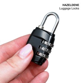 Hazeldene 2 Pack Luggage Padlock | 3 Digit Combination Travel Padlocks for Luggage | Weatherproof TSA Approved for Suitcase | Ideal for Holiday School Locker Gym Hostel Water Park