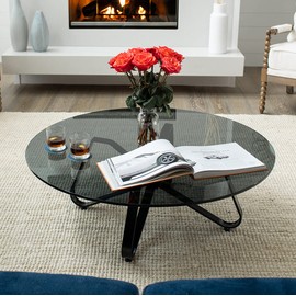 Spancraft Round Grey Tempered Glass 1/2" Thick Table Top (24")