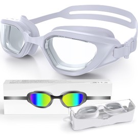 Zeligerstar Swimming Goggles, Goggles Swimming Adult with 3 Sizes Nose Bridges, Anti-Fog UV Protection No Leaking Adjustable Swim Goggles for Men Women Junior