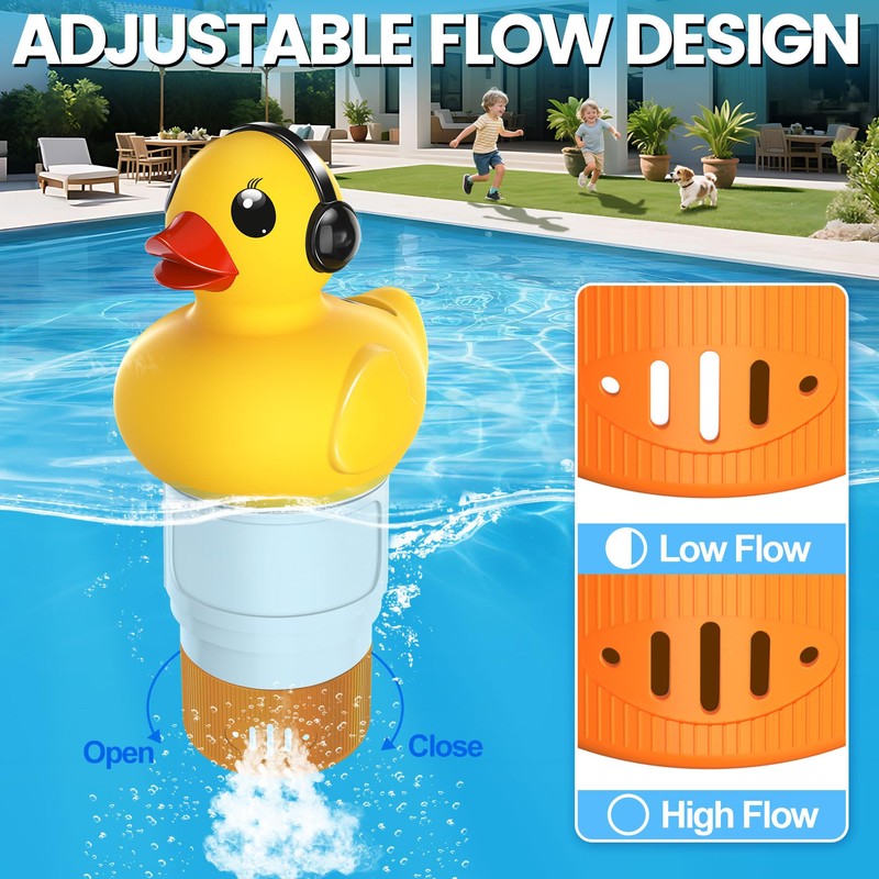 KingSom 2025 Upgraded Pool Chlorine Floater,Duck Chlorine Floaters with Light,Solar