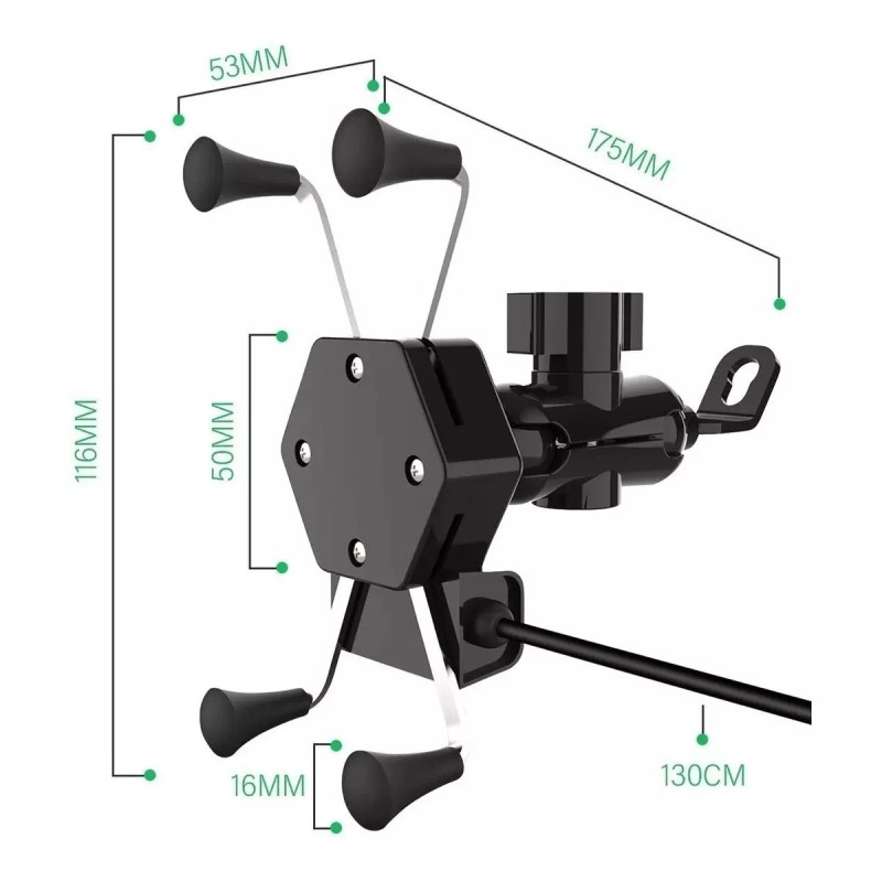 THE9SHOP Base Soporte Porta Celular Para Moto/bicicleta Cargador Usb