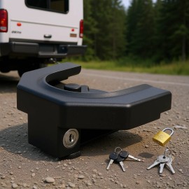 Heavy Duty Anti Theft Trailer Hitch Lock Kit 3 Keys Padlock Prying Resistant Impact Resistant For 2 5 16 Couplers RVsDefault: Default