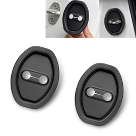Merdege Car Door Shock Absorber, 2 PCS Silicone Silent Absorption Lock Accessories, Rust-Proof Door Lock Cover Parts Protective Pads, Universal for Most Cars SUVs and Trucks (Black)