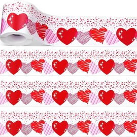 60 Feet Valentine's Day Border Heart Bulletin Board Border Bulletin Board Valentine Sticker Self-Adhesive Decorative Bulletin Trim Border Decoration for School Classroom Chalkboard Party Decor