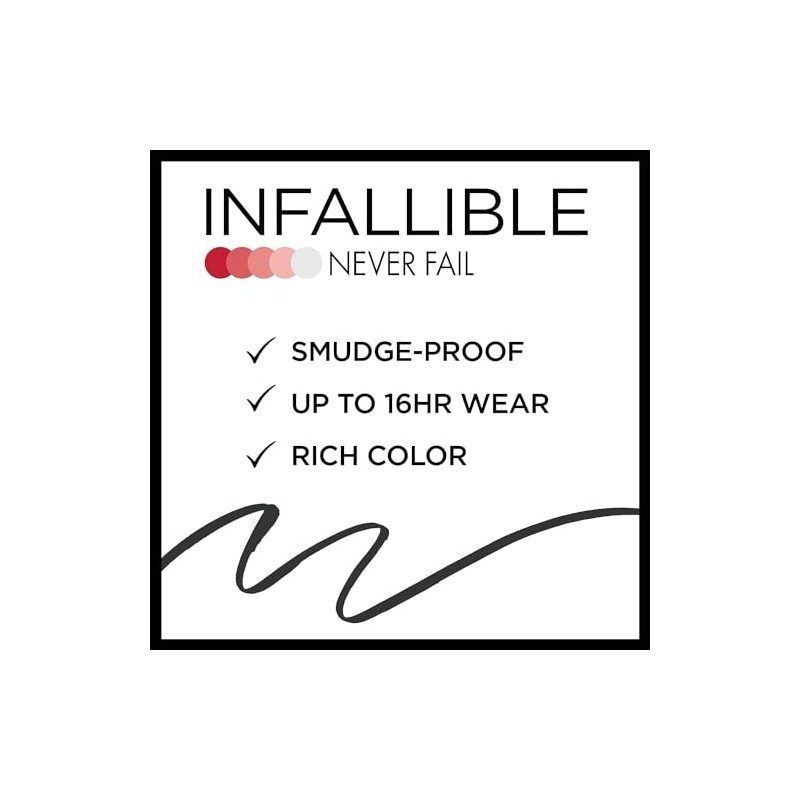 L'Oréal Paris Makeup Infallible Never Fail Pencil Eyeliner, Black, 0.008