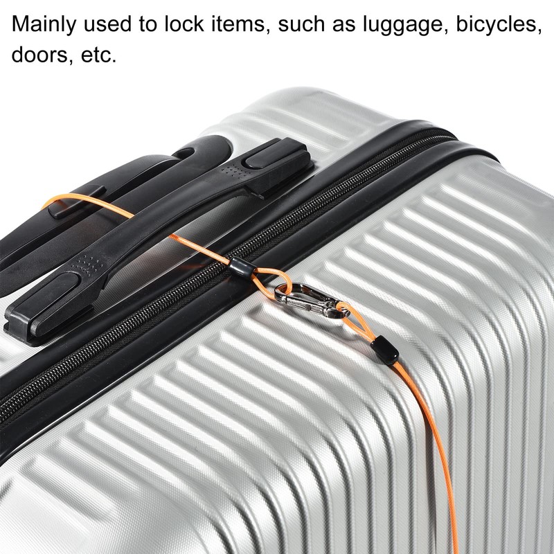 PATIKIL Security Steel Cable 2.5mm x 1.5m/4.92ft Coated Luggage Lock