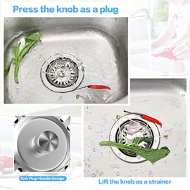 Sink Strainer Plug, 2Pack Kitchen Sink Waste Plug Drain Stopper Basket Filter - 304 Strainer Stainless Steel Kitchen Sink Strainer (79mm)