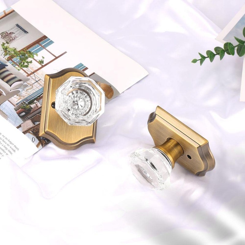 Gobrico Privacy Door Knobs Crystal Door Locksets Without Key Bath/Bed