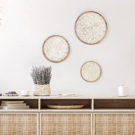 Habitat Decor 11-in by 7-in Zev Wood Mosaic Wall Art Set of 3