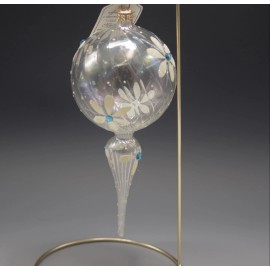 ArtGlass ITALIAN ART GLASS FLOWERS RHINESTONES  9" ICICLE PENDANT CHRISTMAS ORNAMENT NWT