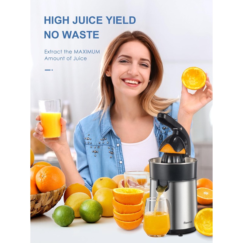 Electric Citrus Juicer Squeezer, Orange Juicer with Two Interchangeable Cones,