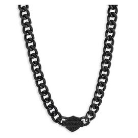 Harley-Davidson Men's 24 in. Bar & Shield Curb Link Chain Necklace, Matte Black