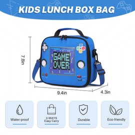 Scothen Lunch Box for Boys, Cool Luminous Gamer Kids Insulated Lunch Bag for Teen Boys, Reusable Portable Lunchbox for Kids Toddler Students Boy Daycare School Travel Picnic Hiking