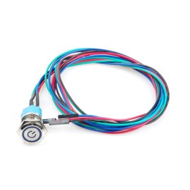 LIVISN 12mm 16mm Chassis Switch Metal Button Switch with 100cm 3.3ft Extension Cable Blue Red Switch Symbol Ring LED Suitable for DIY Computer Switch and Restart Button (16mm, Blue Symbol)