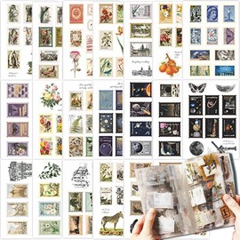 Pegatinas Vintage, Pegatinas para Albumes de Recortes, Libro de Pegatinas Impermeables de PET para Diarios de Viñetas, Diarios de Bricolaje, Revistas, Manualidades (Mundo)