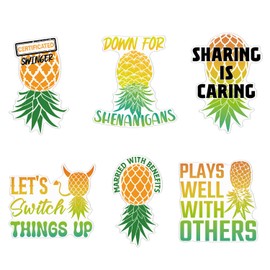 cosmisun Cruise Door Decorations Magnetic - 6PCS Upside Down Pineapple Magnets for Cruise Door Funny Pineapple Cruise Ship Door Magnets for Stateroom Carnival Cabin Refrigerator Party Decor