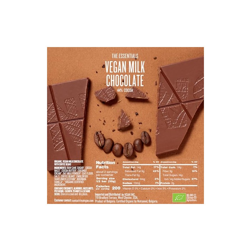 VGAN Vegan Chocolate Bars, Gluten Free Snacks, Plant Based, Soy