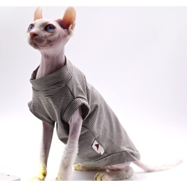 Cotton Sphynx Cat Clothes Spring and Summer Thin High Elasticity Devon Rex, Konish Clothes Hairless Cat Clothes Cat Apparel for Small Cats and Dogs (Grey, X-Large)