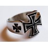 Fly Style Men's Stainless Steel Iron Cross Signet Ring, German