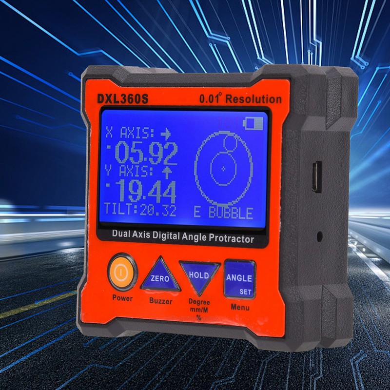 DXL360S Digital Protractor High Accuracy Single/Double Axes LCD Display Level
