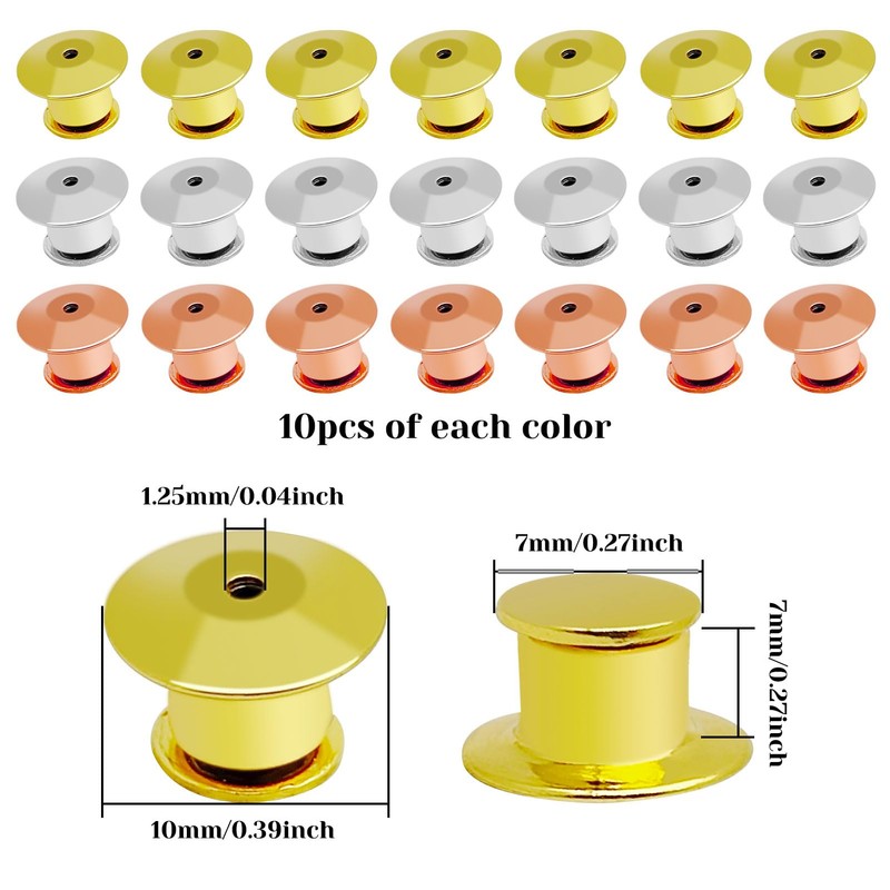 30pcs Metal Locking Pin Backs, Pin Locks Keeper Clasp, Locking