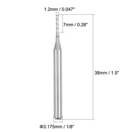 sourcing map 10Pcs 1.2mm Carbide End Mill Engraving Milling Cutter CNC Router Bits for PCB Machine, 1/8" Shank