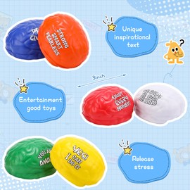 Poen 30 Pack Brain Stress Balls Bulk Motivational Stress Balls Inspirational Quotes Small Anxiety PU Exercise Pressure Toys for Relief Encouraging(Large)