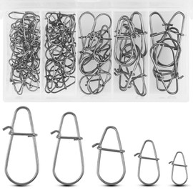 SHADDOCK Duo Lock Snaps Sea Fishing Clip Kit, 75pcs Stainless Steel Quick Change Fishing Swivels Snaps Speed Clips for Lure Snap Connector Freshwater Saltwater Tackle