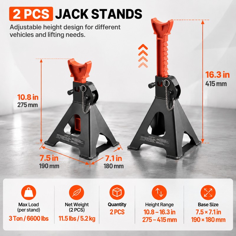 Heavy Duty Jack Stands for Vehicle Lifting – Locking Steel