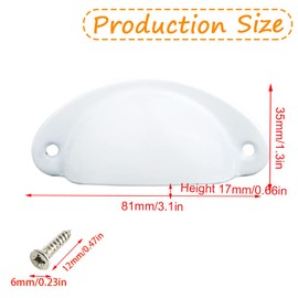 Ruidee Pack of 12 Shell Handle Drawer Handles Drawer Handles with Screws for Kitchen Cabinet, Furniture, Cupboard (White)