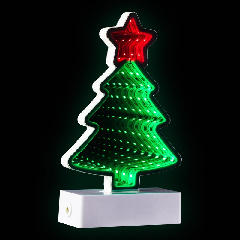 Northlight LED 3D Christmas Tree Infinity Mirror - 8"