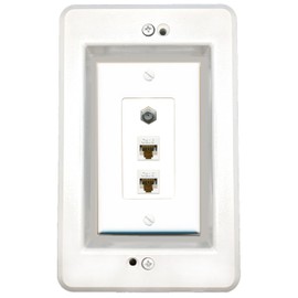 RiteAV in-Wall Cable Management Kit Recessed Outlet 2 CAT6 Coax Wall Plate